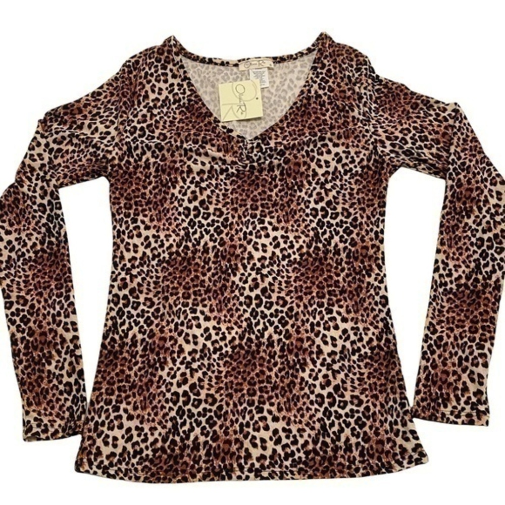 Olivia Rae Leopard Print Top/Blouse Women Size M NWT